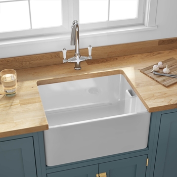 Butler & Rose Ceramic Fireclay Belfast Traditional Kitchen Sink with Weir Overflow - 595 x 455mm