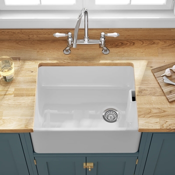 Butler & Rose Ceramic Fireclay Belfast Traditional Kitchen Sink with Weir Overflow - 595 x 455mm