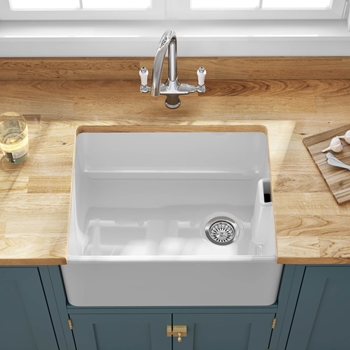 Butler & Rose Ceramic Fireclay Belfast Traditional Kitchen Sink with Weir Overflow - 595 x 455mm
