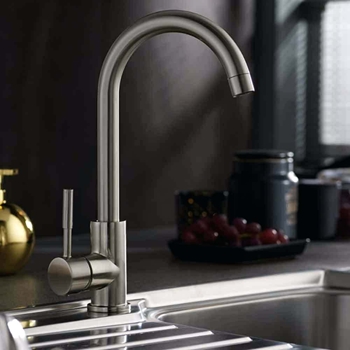 Vellamo Revolve Brushed Stainless Steel Mono Kitchen Sink Mixer Tap