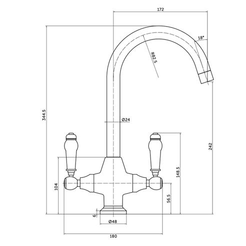 Butler & Rose Victoria Traditional Mono Kitchen Mixer Tap