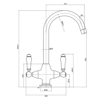 Butler & Rose Victoria Traditional Mono Kitchen Mixer Tap